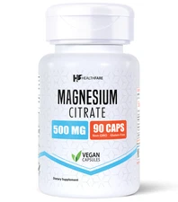 HealthFare Magnesium Citrate Capsules, 500mg | 90 Veg Capsules | Essential Daily
