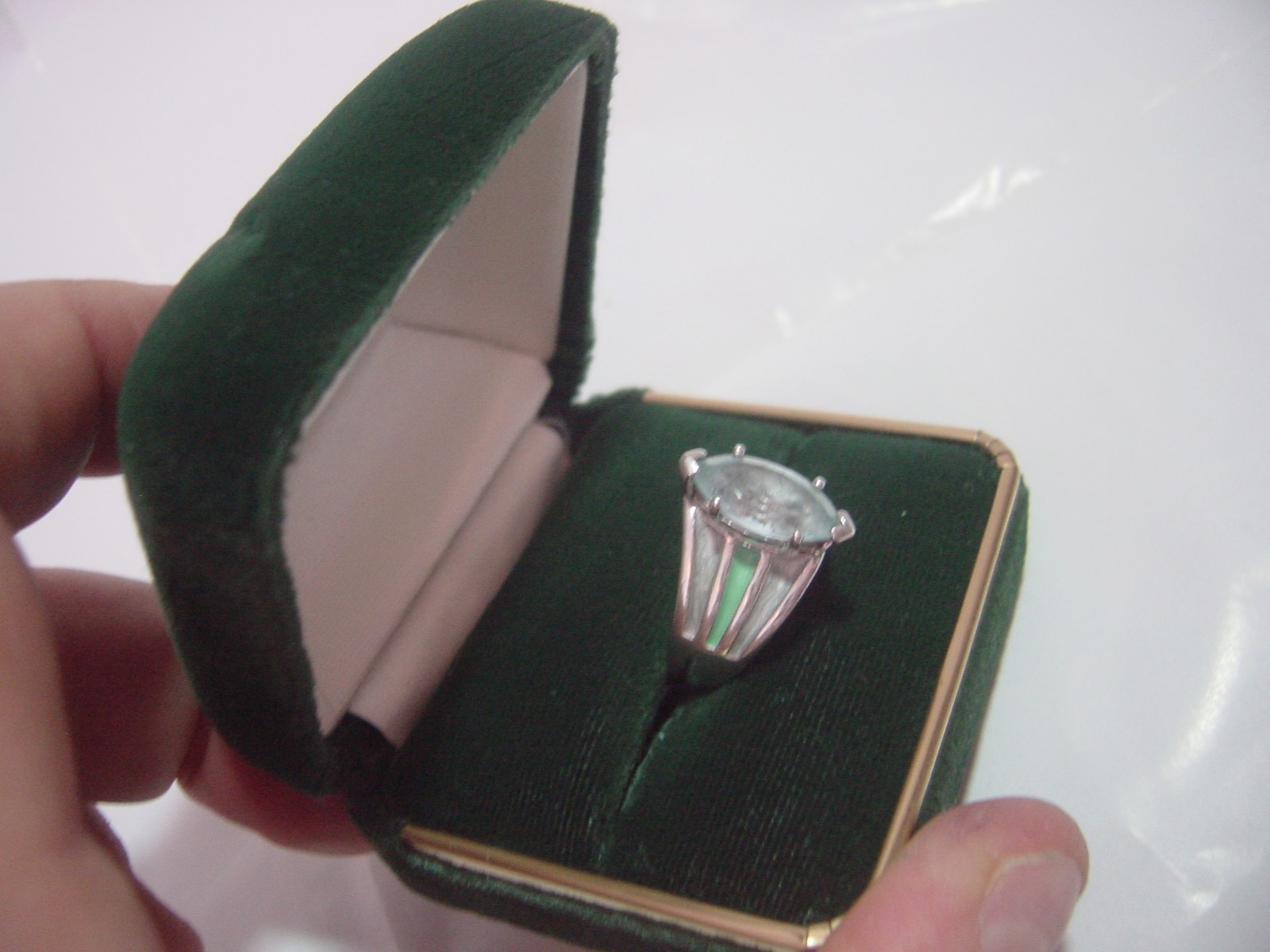 superb Solid Silver chunky enamelled Ring-large n… - image 2