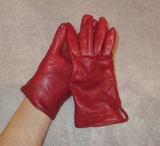 Vtg Coach Kidskin Leather Gloves Size 6 1/2 Cashmere Lined Driving Red 80s 90s