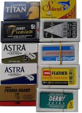 100 Double Edge Safety Razor Blades Sampler - Feather ASTRA PER & More Top Brand