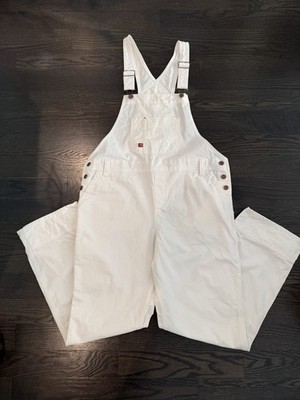 Dickies Painters Bib Mens Overalls Large White Utility Carpenter Workwear