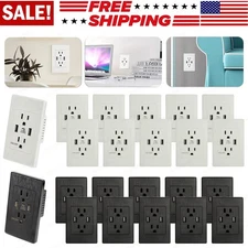 Dual USB Wall Outlet Port 15A Power Socket Charger AC Receptacle Plate Panel USA