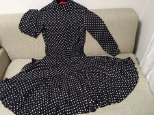 Carolina Herrera Size 4 Long Sleeve Dress with Bow Tie Dot Print, 105 cm Length