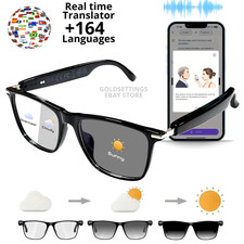 Bluetooth Smart Glasses with Speakers Eyewear Music translator Headphones Black