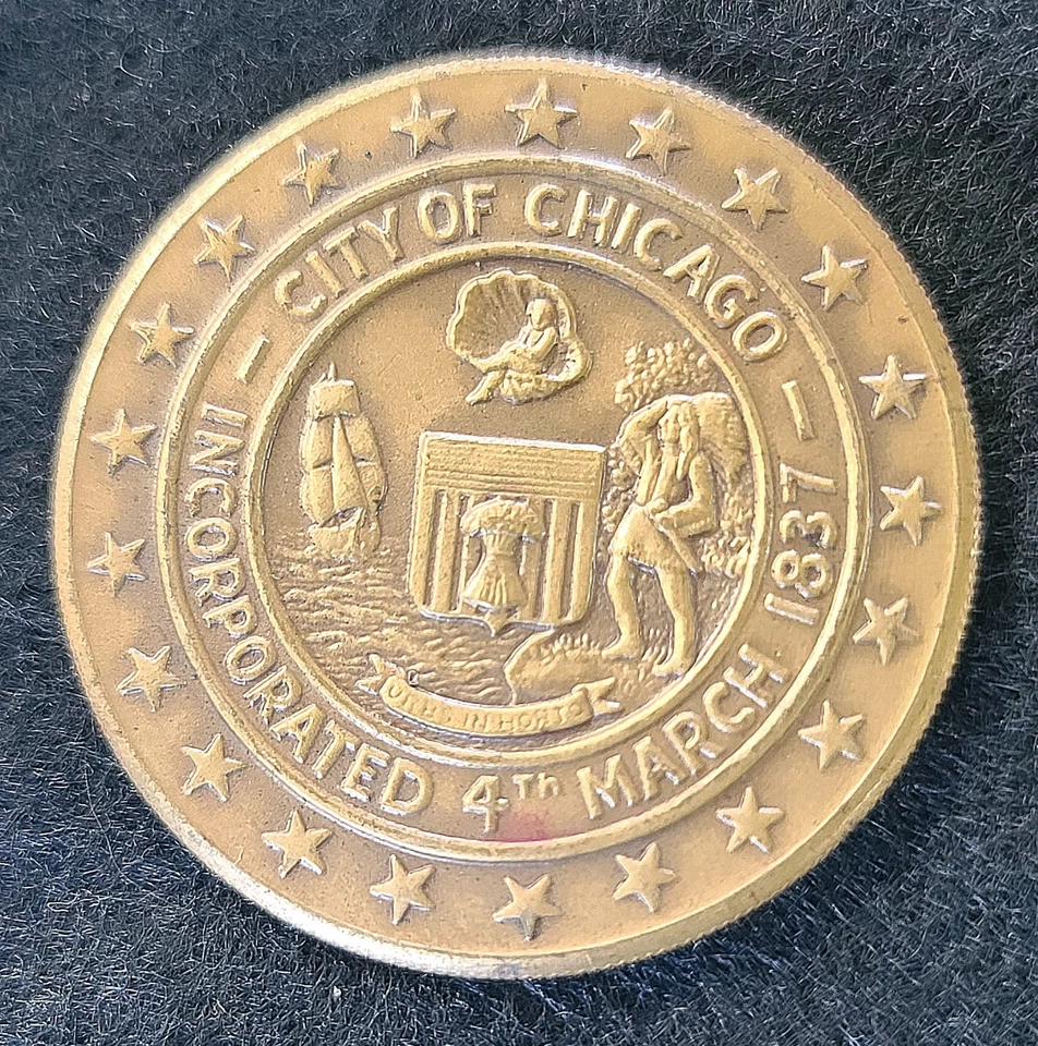 Chicago Centennial Fire Token/Medal 1871- 1971 Bronze - Image 2 of 2