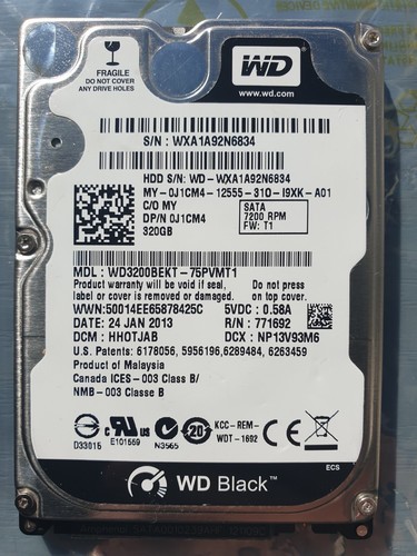 Western Digital 320GB WD3200BEKT-75PVMT1 2,5" SATA FESTPLATTE WD - DCM: HH0TJAB