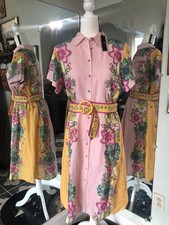 Tahari : NEW $198 Eternity Garden Pink Belted Button Down Midi Day Dress Size 4
