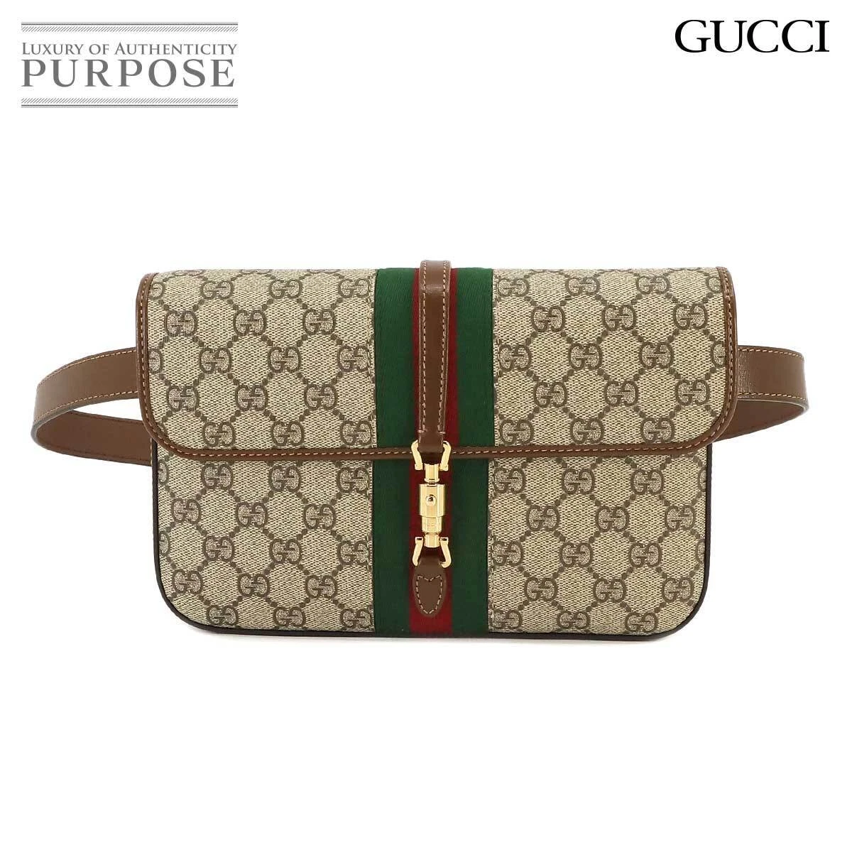 Gucci Jackie 1961 GG Supreme sac ceinture pochette cuir beige marron 699930