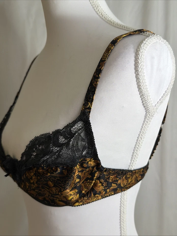 Sujetador de encaje negro y dorado Victoria’s Secret Gold Label vintage raro - años 80’s Foto 4 de 4