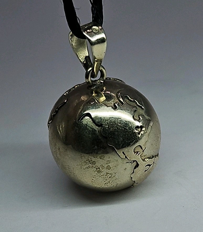 Vintage Nickel Chime Bell Sound Pendant Charm Ball Orb Globe