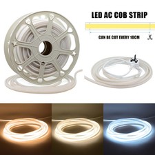 AC 220V-240V Seamless LED COB Strip Light Flexible Rope IP65 Waterproof 260LED/M