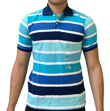Tommy Hilfiger Striped Polo Shirt Blue White Youth Size L 12-14