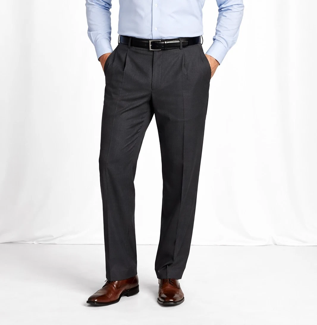 Men's 38 X 36 Grey Roundtree & Yorke TravelSmart Ultimate Comfort Pleated Pants