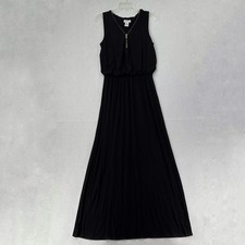 Carmen Marc Valvo Black Jersey Maxi Dress Size MEDIUM Zip Front Casual