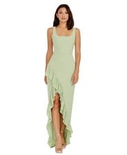 Dress the Population Charlene Ruffle Side Slit Gown – Sage – Size L – $198