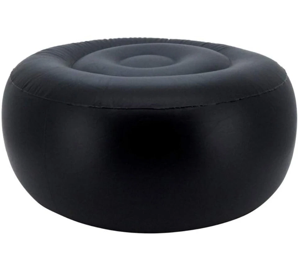 Fennco Styles Black & White Banana Leaf Round Indoor & Outdoor Pouf – 200lbs... - Image 4 of 4