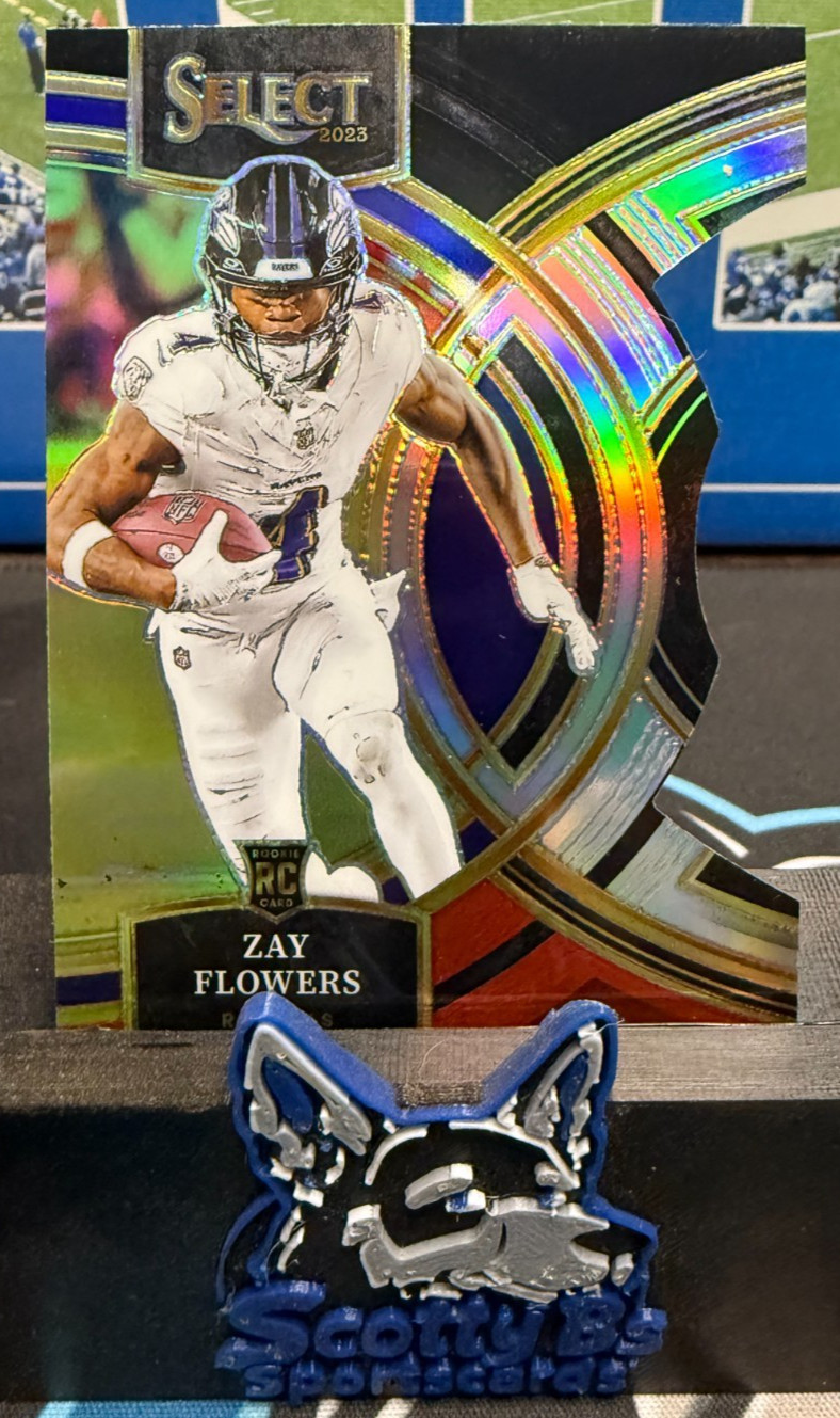 2023 Select - Premier Level Zay Flowers #157 Black & Red Prizm Die-Cut (RC)