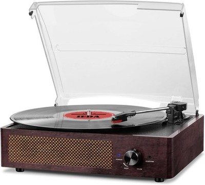 Bluetooth Vinyl Record Player,3-Speed Turntable with Stereo Speakers Vintage