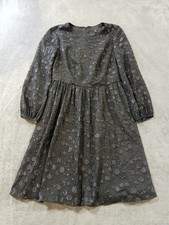 J.crew A-line Dress Black Metallic Dot Womens Size 0 Casual Long Sleeve Back Zip