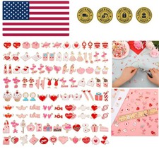 110Pcs Valentine's Day Charms Gold Enamel Jewelry Making Charm Pink Pendants ...