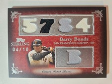 2007 Topps Sterling * BARRY BONDS #5CS-13 CAREER STATS 5-PC JERSEY RELIC #d 4/10