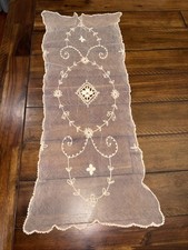 Vintage Delicate Ivory Lace Table Runner Dresser Cloth With Small Defect