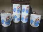Lot Of 6!! VTG 1980s Anchor Hocking Huckleberry Pie Milk Glass Mug