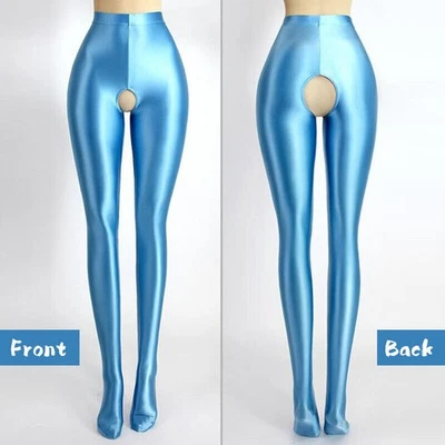 Damen Glitzer Satin Leggings Fitness Opaque High Waist Spandex Running Jeggings@ - Bild 1 von 4