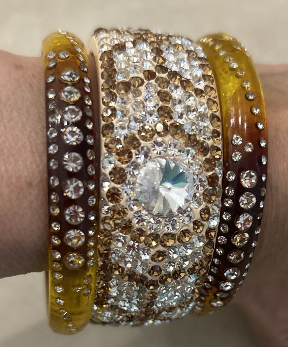 VTG LUCITE RHINESTONE STATEMENT BANGLES-STUNNING … - image 1