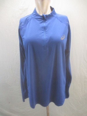 Asics Size XL Mens Blue 1/4 Zip Long Sleeve Activewear Athletic Pull Over 752