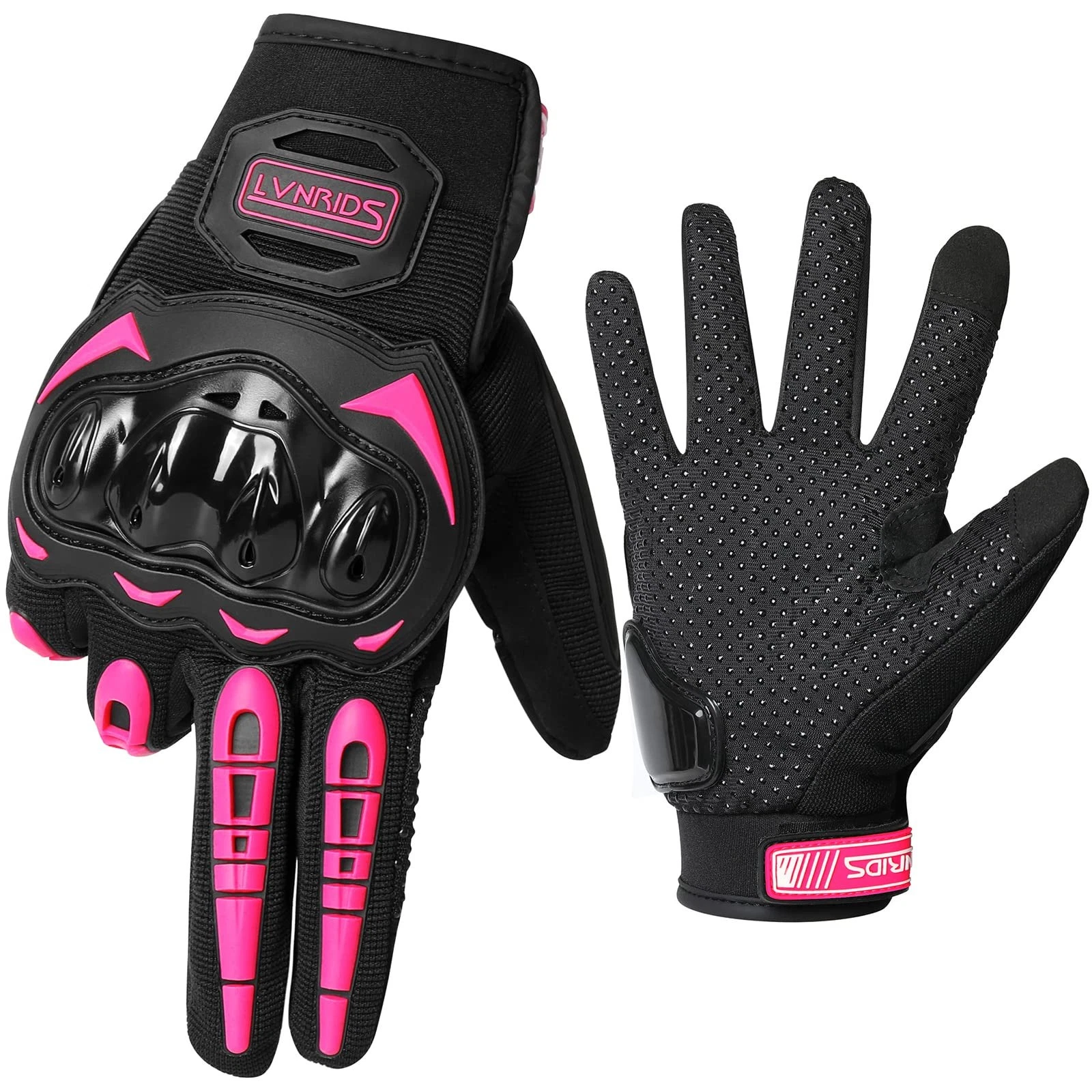 LVNRIDS Motorcycle Gloves with Touchscreen Men and Women Racing L, Pink
