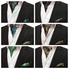Men Paisley Cravat Ascot Necktie Handkerchief Pocket Square Wedding Party Set