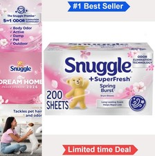 200 Count Dryer Sheets Odor Eliminating Static Reducing Softening Spring Burst