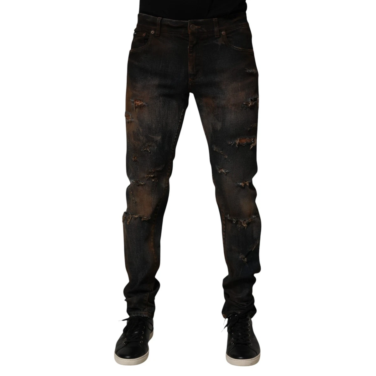 Jean Dolce & Gabbana Vieilli – Marron Coton – Taille 34 (IT48) – Neuf Avec étiquettes
