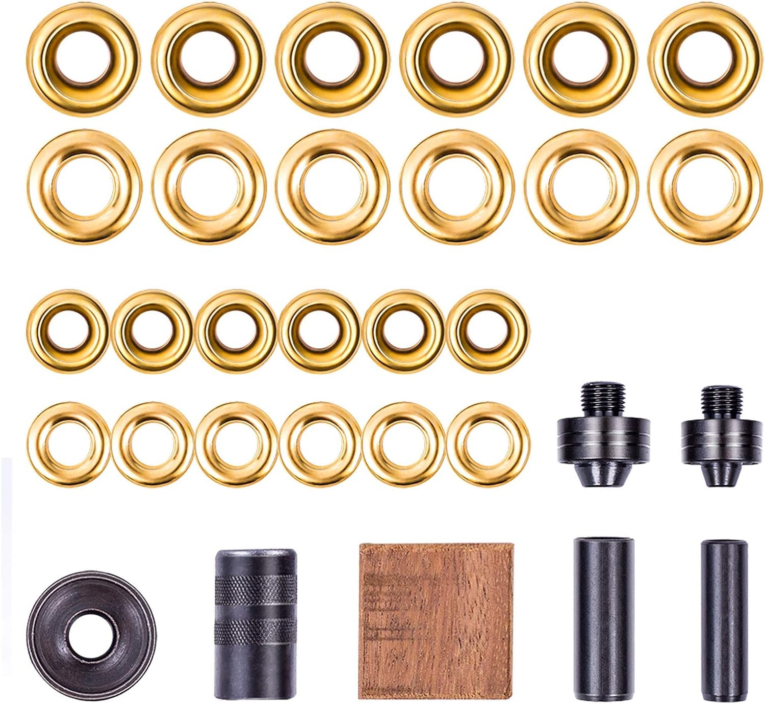 Grommet Kit,3/8" and 1/2" Solid Brass Grommets w/ Eyelets Setting Tool & Storage