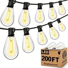 100FT Commercial Grade Outdoor LED String Lights High Voltage Waterproof 2700K