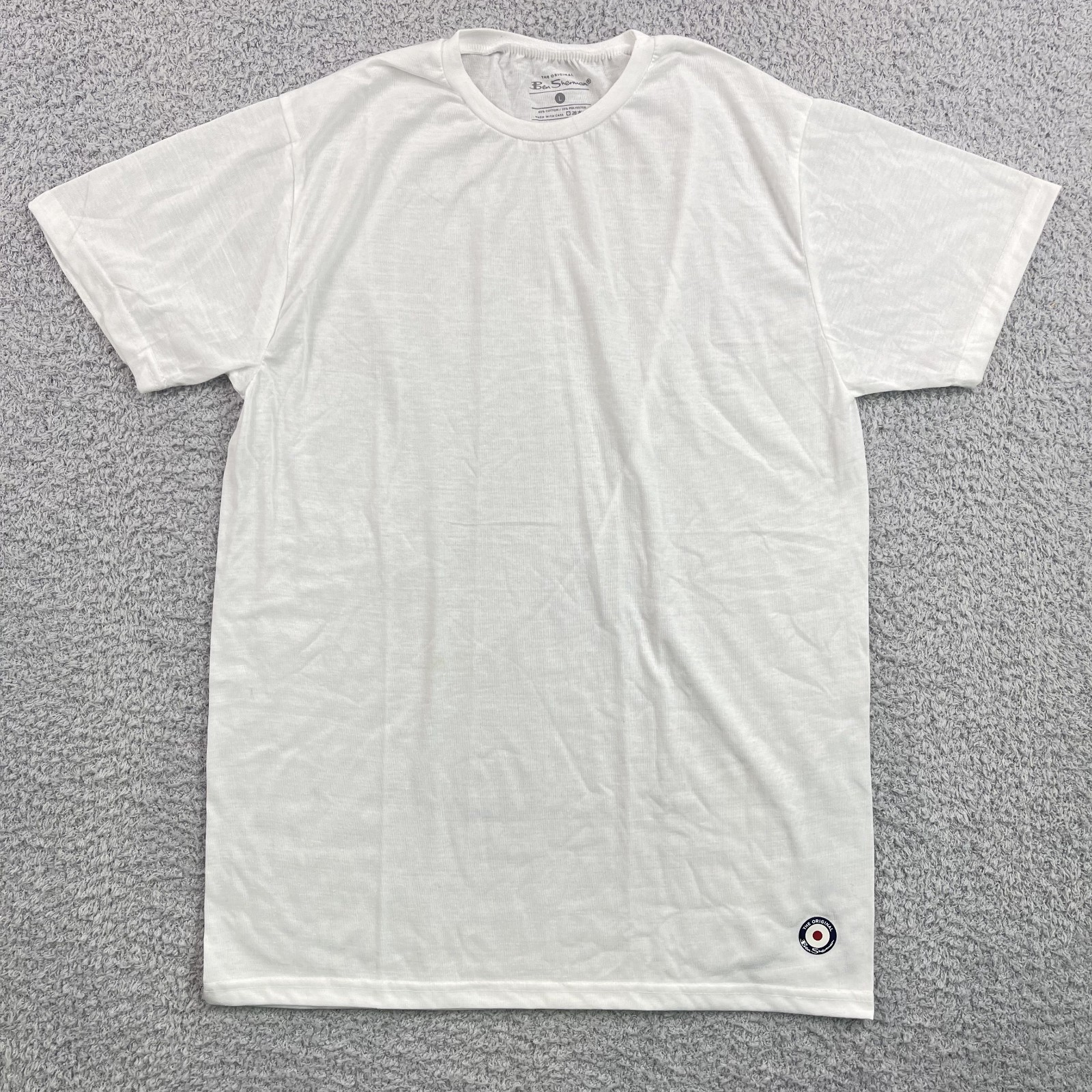 Ben Sherman White T-Shirt Mens Size Large Cotton Blend Short Sleeve