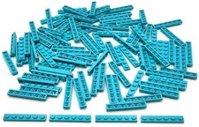 Lego 100 New Medium Azure Plates 1 x 6 Stud Parts