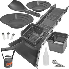 Sluice Box Compact Gold Panning Kit; Portable Sluice Box and 2 Classifier Siftin