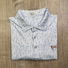 Peter Millar Summer Comfort Polo Shirt Mens Large Blue Boston Golf Club Logo AOP