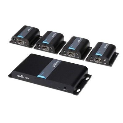 gofanco 1080p 1x4 4 Port HDMI Extender Splitter CAT5e/CAT6/CAT7 Ethernet Cable