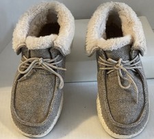 Hey Dude Britt Nut Faux Fur Ankle Winter Bootie Lace Up Shoes Women's Size 8