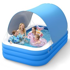 MoKo Inflatable Pool with Removable UPF60 Canopy, Large Rectangular Kiddie