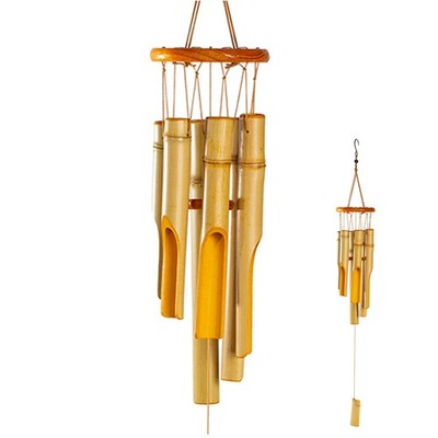 Bamboo Wind Chimes 30'' Long, Outdoor Wooden Wind Chime with Low Deep Tone for...