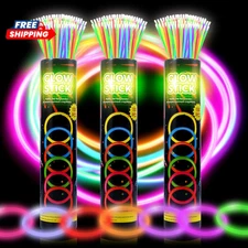 300 Ultra Glow Sticks Bulk Party Pack，8" Neon Glowsticks Easter Party Favors，Glo