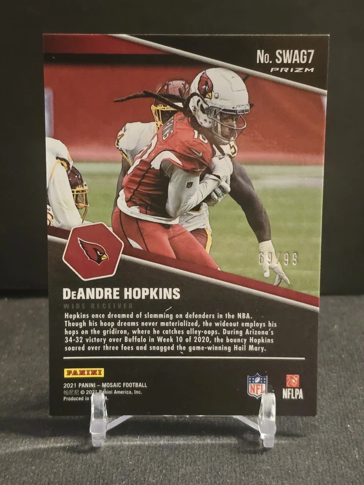 2021 Panini Mosaic DeAndre Hopkins Swagger Blue Prizm /99 #SWAG7 Cardinals - Image 2 of 2