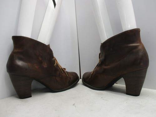 INDIGO by Clarks Brown Leather Lace Up High Heel Ankle Boots Sz 10 M Style 33007 - Picture 5 of 8