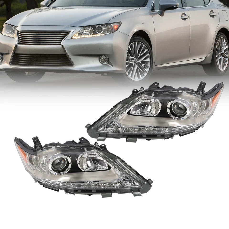For 2013-2015 Lexus ES350 ES300h Halogen LED DRL Headlights HeadLamps Left+Right Foto 3 de 4