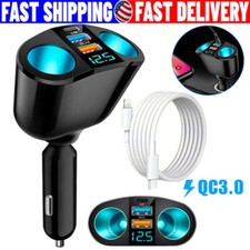 Dual Usb Car Cigarette Lighter Socket Splitter Power Adapter Charger Outlet 12v