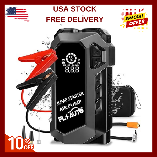 Tire Inflator Portable Air Compressor 4000A Car Jump Starter 12V Car Battery USB - Picture 15 of 24